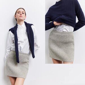 NWT New Zara Wool Blend Knit Beige Mélange Mini Skirt Size S